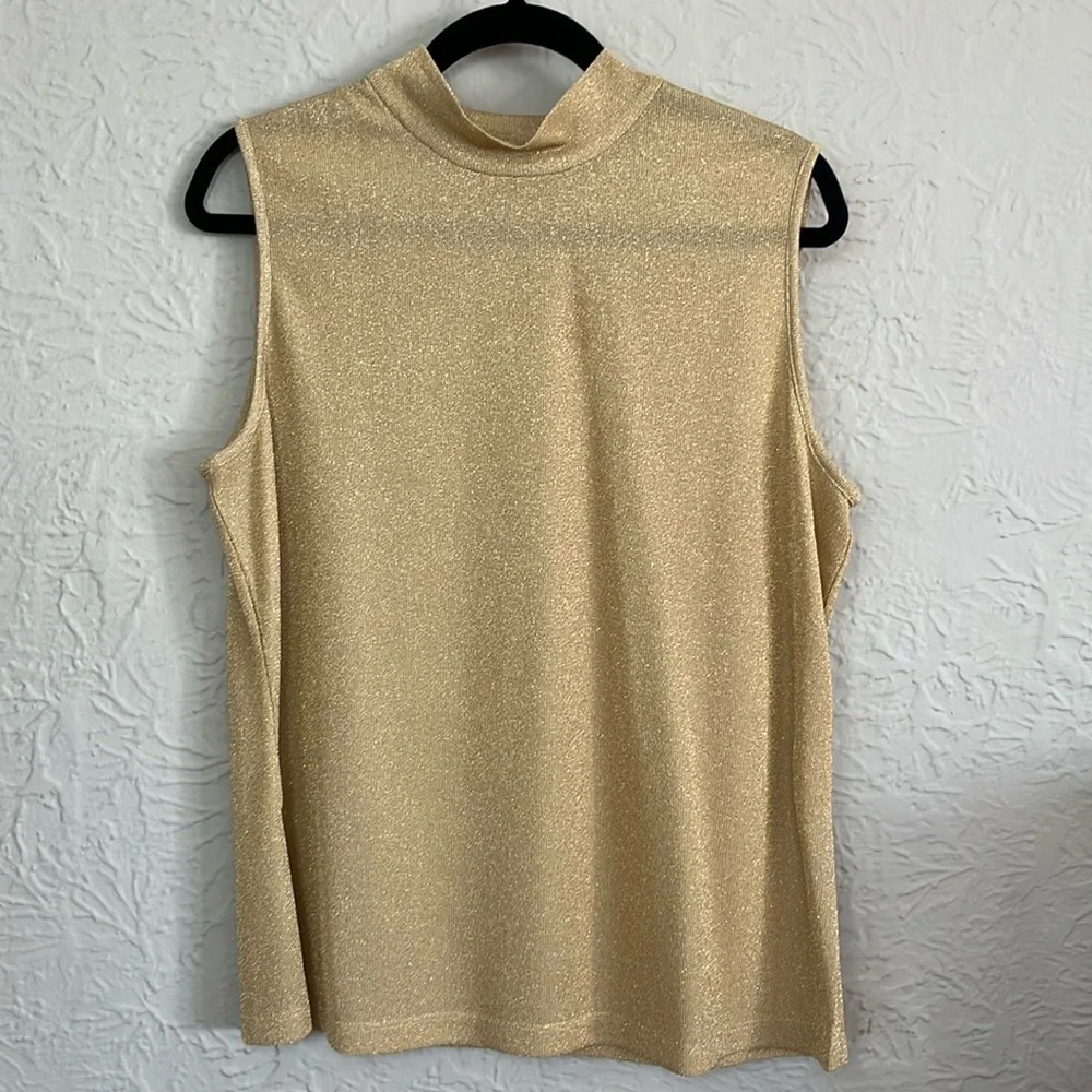 St. John Sport by Marie Gray Shimmery Mock Neck Sleeveless Top - Picture 6 of 8